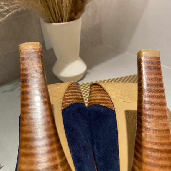 Stuart Weizman navy suede platforms size 6.5 - Picture 8 of 10